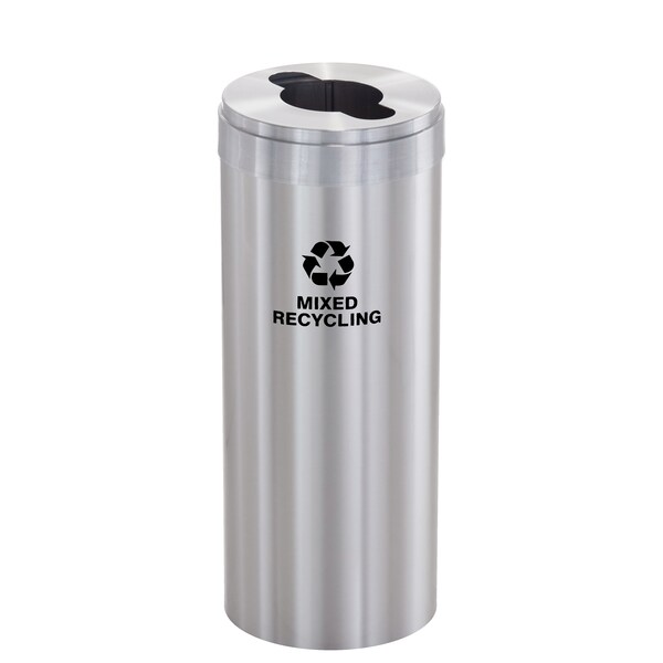 Glaro 15 gal Round Recycling Bin, Satin Aluminum M-1242SA-SA-M3 - main