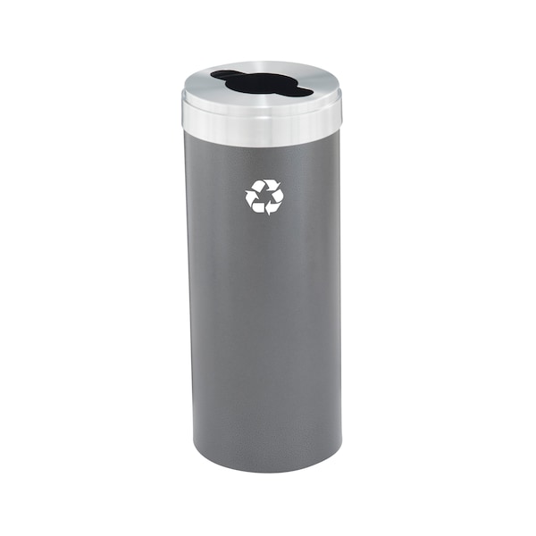 Glaro 15 gal Round Recycling Bin, Silver Vein/Satin Aluminum M-1242SV-SA-M1 - main