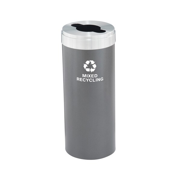Glaro 15 gal Round Recycling Bin, Silver Vein/Satin Aluminum M-1242SV-SA-M3 - main