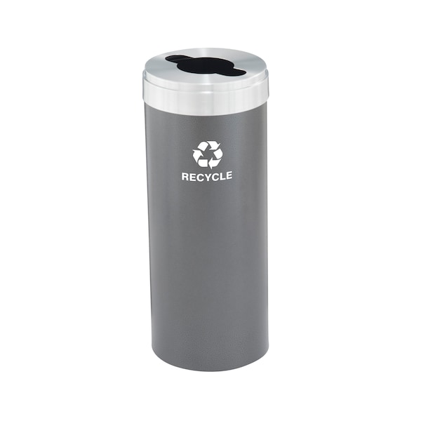 Glaro 15 gal Round Recycling Bin, Silver Vein/Satin Aluminum M-1242SV-SA-M5 - main