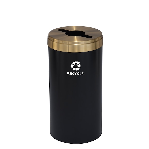 Glaro 16 gal Round Recycling Bin, Satin Black/Satin Brass M-1532BK-BE-M5 - main
