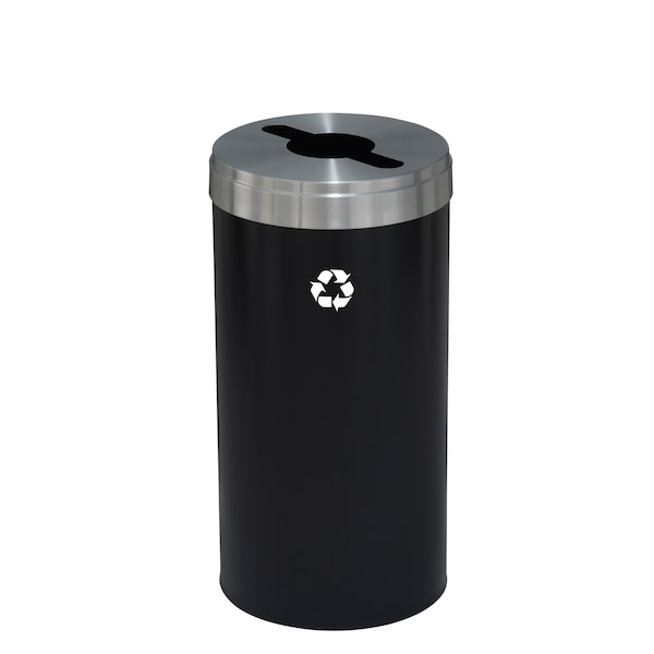 Glaro 16 gal Round Recycling Bin, Satin Black/Satin Aluminum M-1532BK-SA-M1 - main