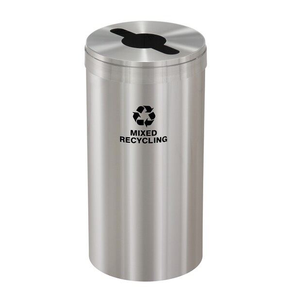 Glaro 16 gal Round Recycling Bin, Satin Aluminum M-1532SA-SA-M3 - main