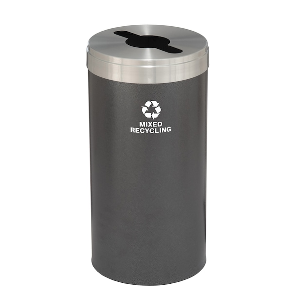 Glaro 16 gal Round Recycling Bin, Silver Vein/Satin Aluminum M-1532SV-SA-M3 - main