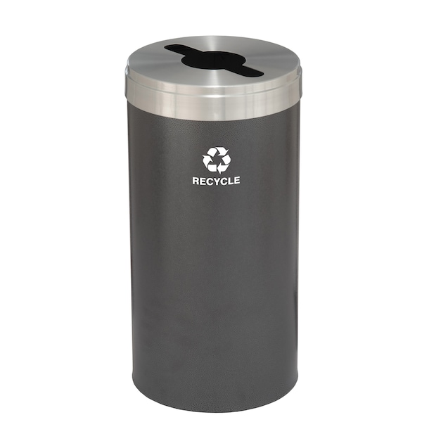 Glaro 16 gal Round Recycling Bin, Silver Vein/Satin Aluminum M-1532SV-SA-M5 - main