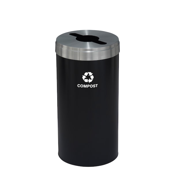 Glaro 23 gal Round Recycling Bin, Satin Black/Satin Aluminum M-1542BK-SA-M4 - main