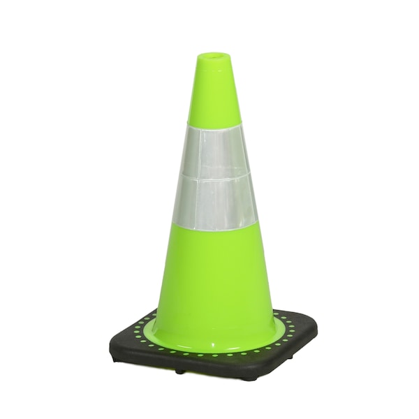 Mutual Industries Traffic Cone with 3 lb. Reflective, PK2, Plastic, 18 inch Height, 10 inch Length, 3 Pounds, LIME M17716-118-3 - main