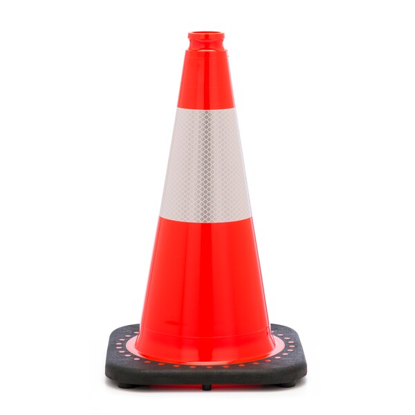 Mutual Industries Traffic Cone with 3 lb. Reflective, PK2, Plastic, 18 Inch Height, 10 Inch Length, 3 pounds, Orange M17720-118-3 - main