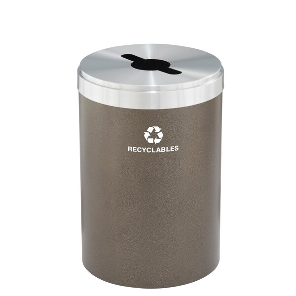 Glaro 33 gal Round Recycling Bin, Bronze Vein/Satin Aluminum M-2032BV-SA-M2 - main