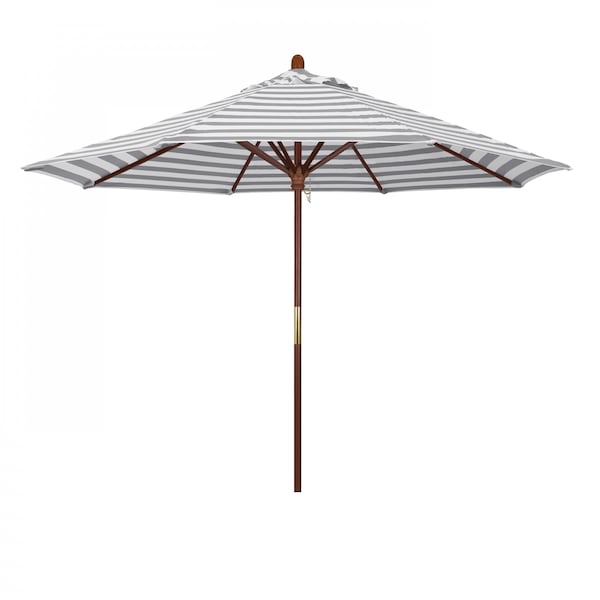 California Umbrella Patio Umbrella, Octagon, 97.5" H, Olefin Fabric, Gray White Cabana Stripe 194061037102 - main