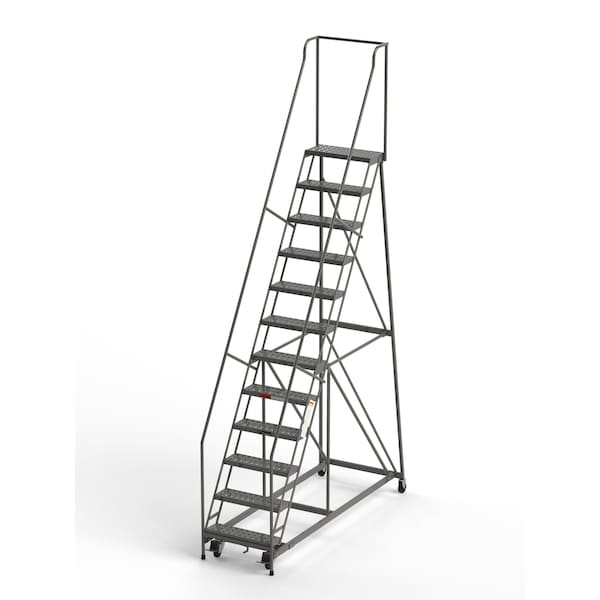 Ega Products Industrial Rolling Ladder, 12 Steps, 24"W Perforated Tread, 450 lbs. Capacity B12026HSU - main