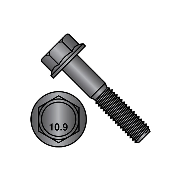 Zoro Select M8-1.25X25 Flange Bolts, Black Steel, 800 PK