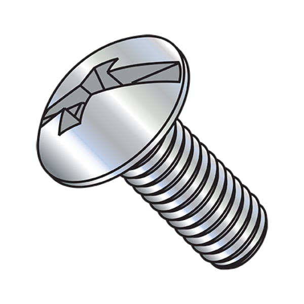 Zoro Select #10-24 x 2 in Combination Phillips/Slotted Truss Machine Screw, Zinc Plated Steel, 2000 PK 1032MCT