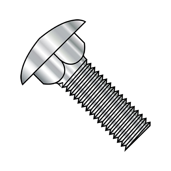 Zoro Select Carriage Bolt, 12 mm L, 18-8 Stainless Steel, Plain, 2000 PK M512D603A2 - main