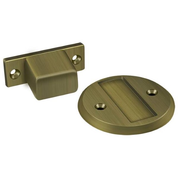 Deltana Magnetic Door Holder Flush 2-1/2" Diameter Antique Brass MDHF25U5