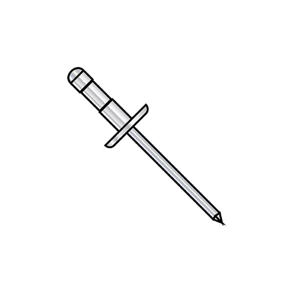 Zoro Select Blind Rivet, Low Profile Head, 5/32 in Dia., 0.715 in - 0.760 in L, Aluminum Body, 5000 PK L-0521Y - main