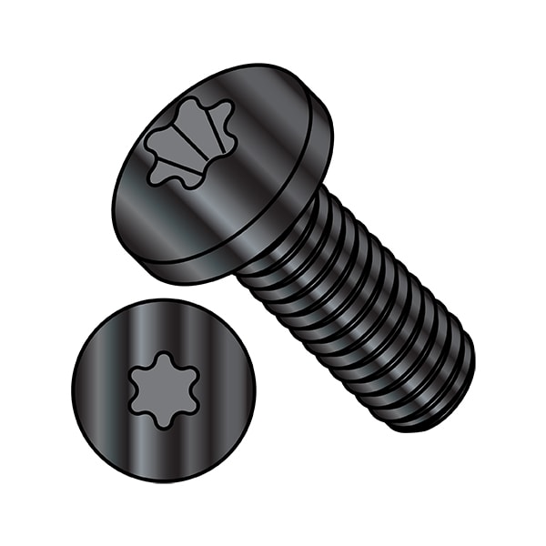 Zoro Select M6-1.00 x 16 mm Torx Pan Machine Screw, Black Oxide Steel, 1000 PK MI616MTPB