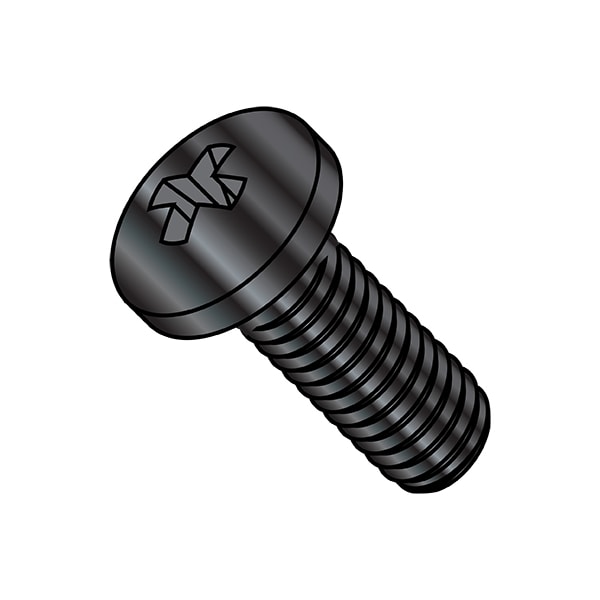 Zoro Select #4-40 x 3/8 in Phillips Pan Machine Screw, Zinc Black Steel, 10000 PK 0406MPPBZ