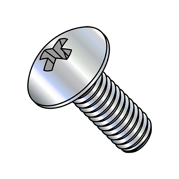 Zoro Select #12-24 x 3/8 in Phillips Truss Machine Screw, Zinc Plated Steel, 6000 PK 1206MPT - main