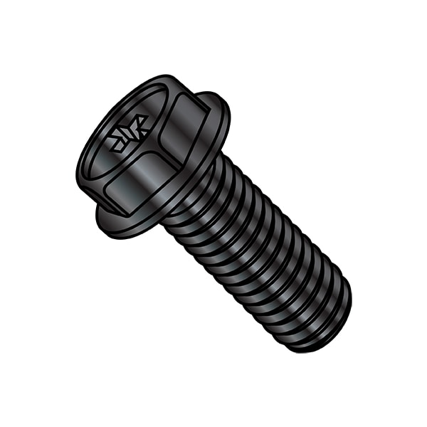 Zoro Select 1/4"-20 x 5/8 in Phillips Hex Machine Screw, Black Oxide Steel, 3000 PK 1410MPWB - main