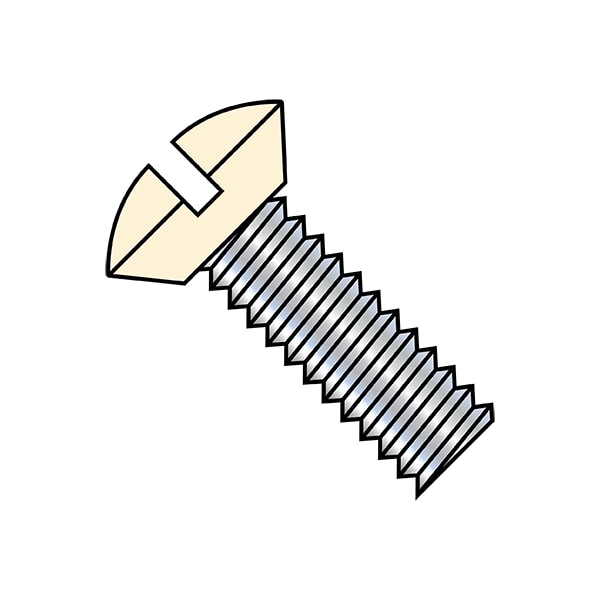 Zoro Select #6-32 x 3/8 in Slotted Oval Machine Screw, Zinc Plated Steel, 10000 PK 0606MSOUIV - main