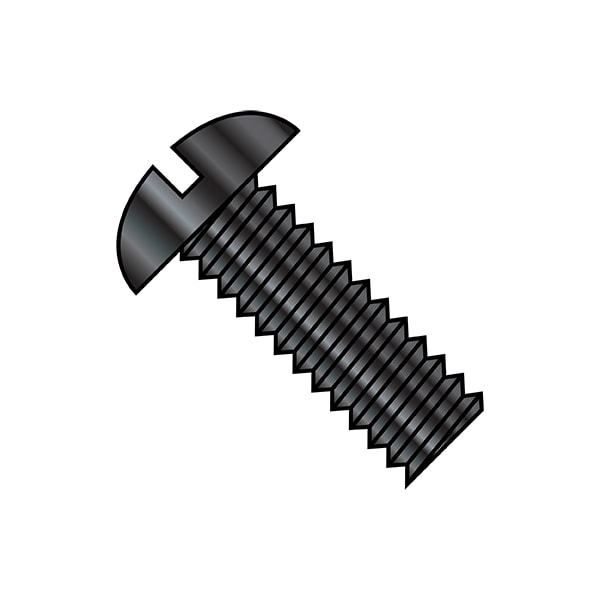 Zoro Select #6-32 x 7/8 in Slotted Round Machine Screw, Zinc Black Steel, 9000 PK 0614MSRBZ - main