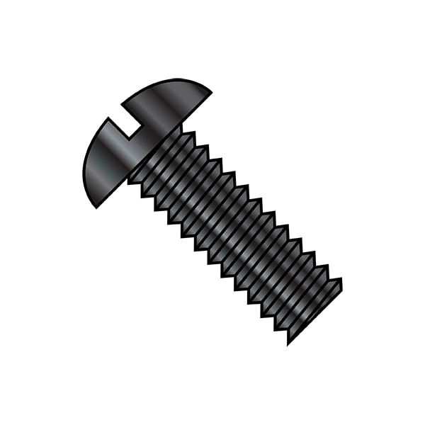 Zoro Select #6-32 x 1 in Slotted Round Machine Screw, Black Oxide Steel, 9000 PK 0616MSRB