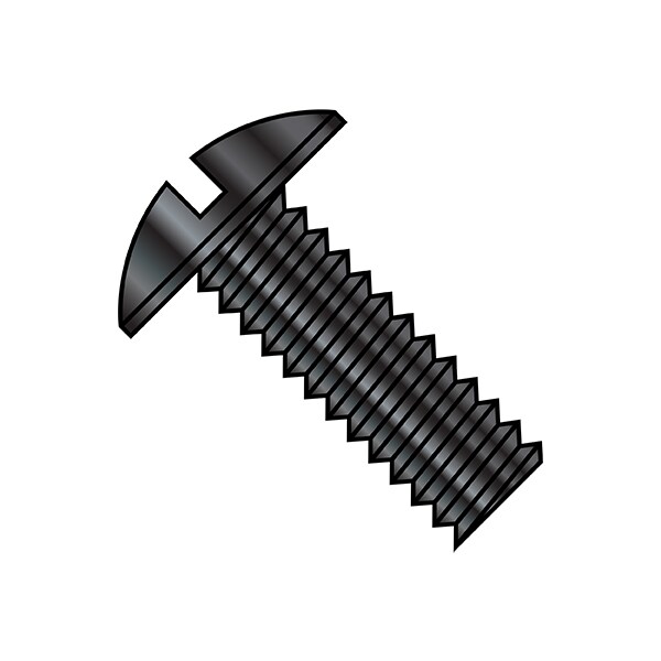 Zoro Select 1/4"-20 x 1-1/4 in Slotted Truss Machine Screw, Zinc Black Steel, 2000 PK 1420MSTBZ - main