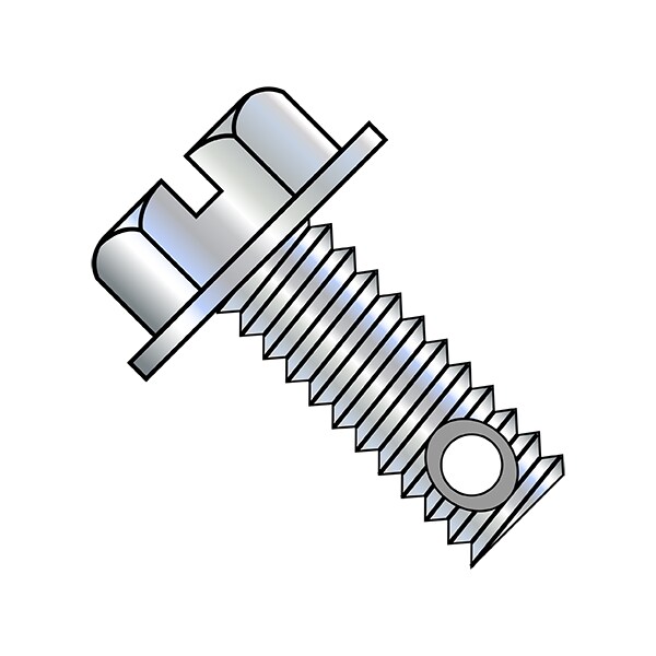 Zoro Select 3/8"-16 x 3-1/2 in Slotted Flange Hex Machine Screw, Zinc Plated Steel, 200 PK 3756MSWD - main