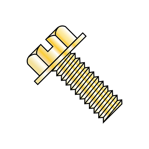 Zoro Select #10-24 x 1/2 in Slotted Hex Machine Screw, Zinc Yellow Steel, 7000 PK 1008MSWY - main