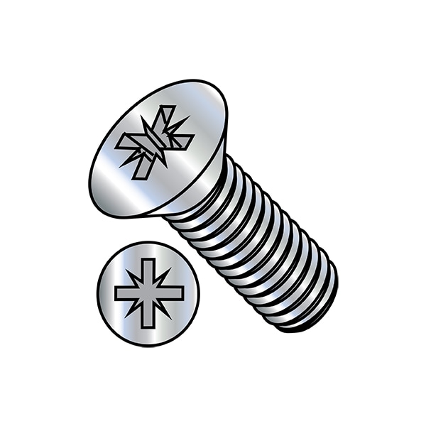 Zoro Select #6-32 x 1/4 in Pozidriv Flat Machine Screw, Zinc Plated Steel, 10000 PK 0604MZF - main