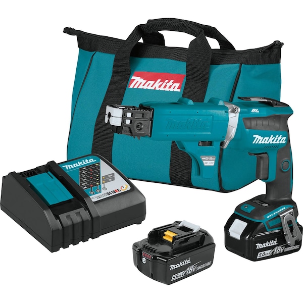 Makita 18V LXT BL 4,000 RPM Drywall Screwdriver Kit, Autofeed Mag (5.0Ah) XSF03TX2 - main