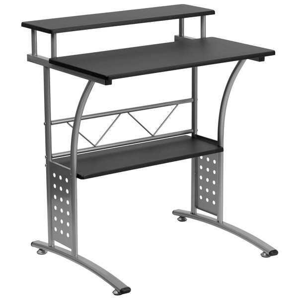 Flash Furniture Computer Desk, 23-1/2" X 27-7/8" X 33-1/8", Black, Frame: Gray NAN-CLIFTON-BK-GG