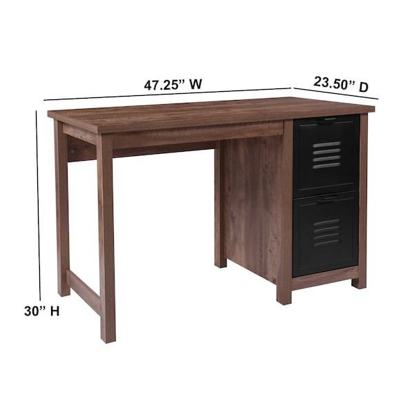 Flash Furniture Computer Desk Computer Desk, Metal Drawers, Oak