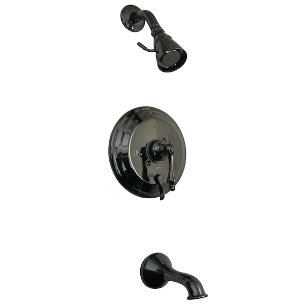 Kingston Brass Tub and Shower Faucet, Black Stainless Steel, Wall Mount NB36300AL - main