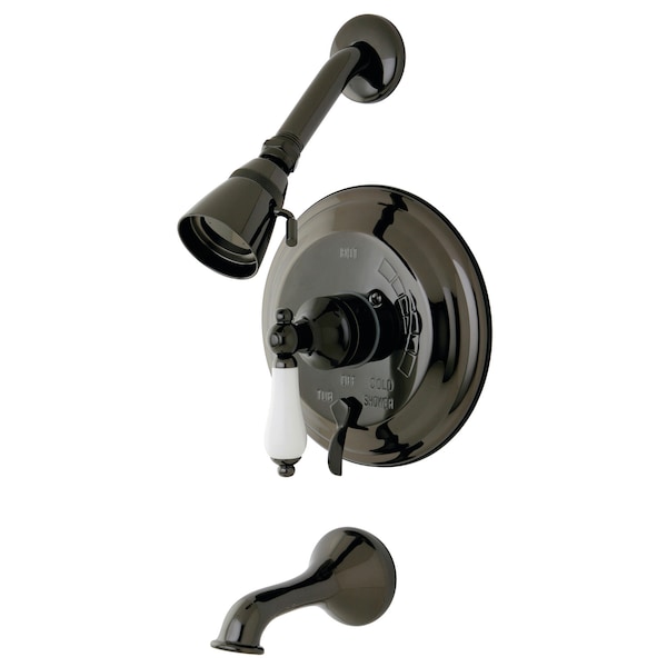 Kingston Brass Tub and Shower Faucet, Standard, 3, Wall Mount, Black Stainless Steel NB36300PL - main