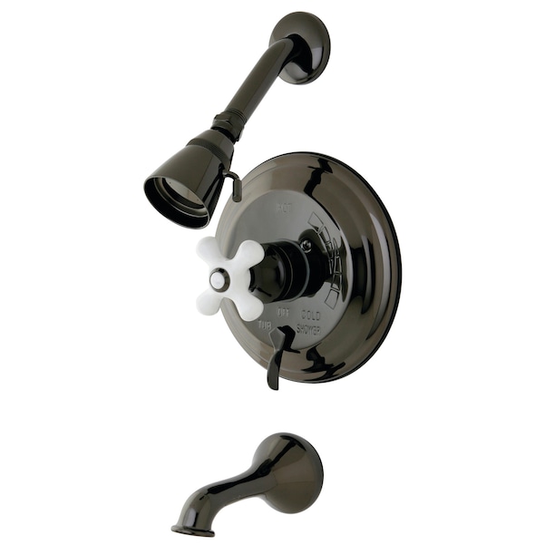 Kingston Brass NB36300PX Pressure BalancedTub/Shower Faucet w/Porcelain Cross Handle NB36300PX - main