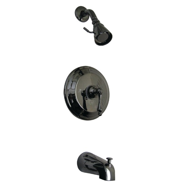 Kingston Brass Tub and Shower Faucet, Black Stainless Steel, Wall Mount NB3630AL - main