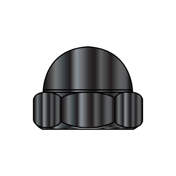 Zoro Select Low Crown Cap Nut, #4-40, Steel, Black Oxide, 0.2 in H, 2000 PK 04NCB - main
