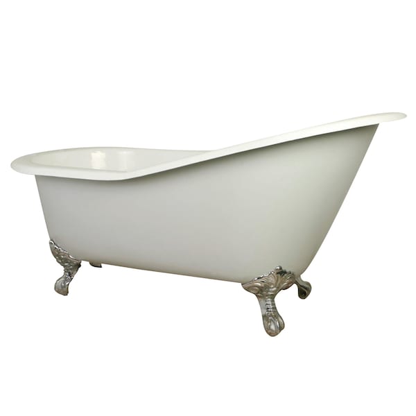 Kingston Brass NHVCT7D653129B1 61" Cast Iron Slipper Cl, 61.56" L, 30.5" W, White/Polished Chrome, Cast Iron/Brass NHVCT7D653129B1 - main