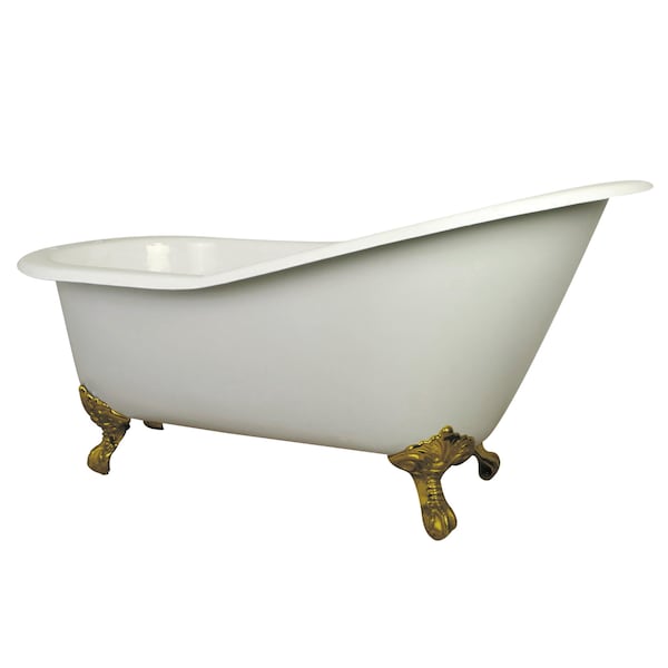 Kingston Brass NHVCT7D653129B2 61" Cast Iron Slipper Cl, 61.56" L, 30.5" W, White/Polished Brass, Cast Iron/Brass NHVCT7D653129B2 - main