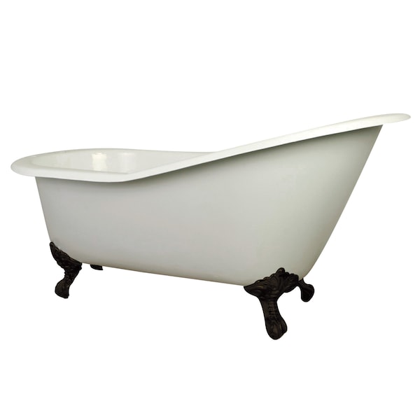 Kingston Brass NHVCT7D653129B5 61" Cast Iron Slipper Cl, 61.56" L, 30.5" W, White/Oil Rubbed Bronze, Reversible NHVCT7D653129B5 - main