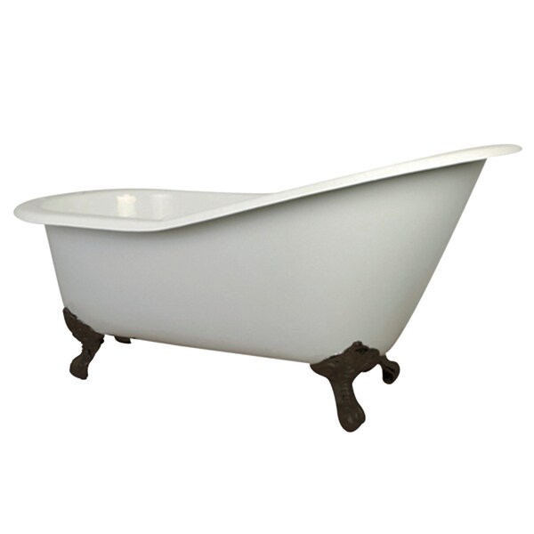 Kingston Brass NHVCT7D653129B6 61" Cast Iron Slipper Cl, 61.56" L, 31.85" W, White/Naples Bronze, Cast Iron/Brass NHVCT7D653129B6 - main