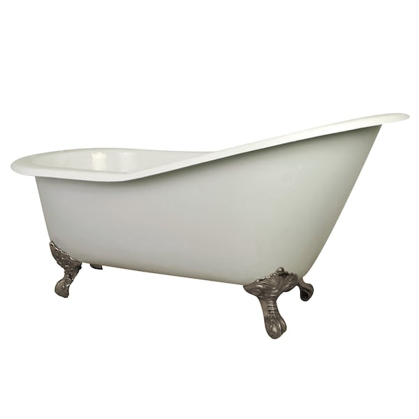 Kingston Brass NHVCT7D653129B8 61" Cast Iron Slipper Cl, 61.56" L, 30.5" W, White/Brushed Nickel, Cast Iron/Brass NHVCT7D653129B8 - main