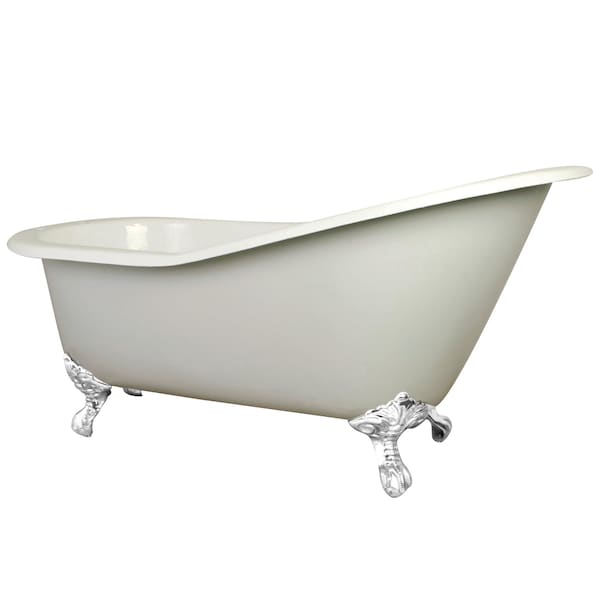 Kingston Brass NHVCT7D653129BW 61" Cast Iron Slipper Cl, 61.56" L, 30.5" W, White, Cast Iron/Brass, Reversible NHVCT7D653129BW - main
