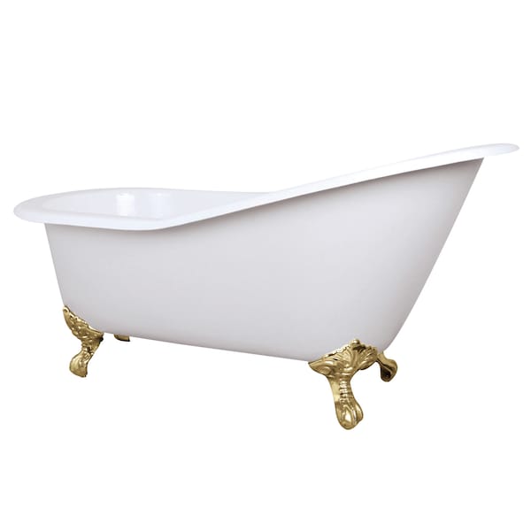 Kingston Brass NHVCTND653129B2 61" Cast Iron Slipper Cl, 61.56" L, 30.5" W, White/Polished Brass, Cast Iron/Brass NHVCTND653129B2 - main