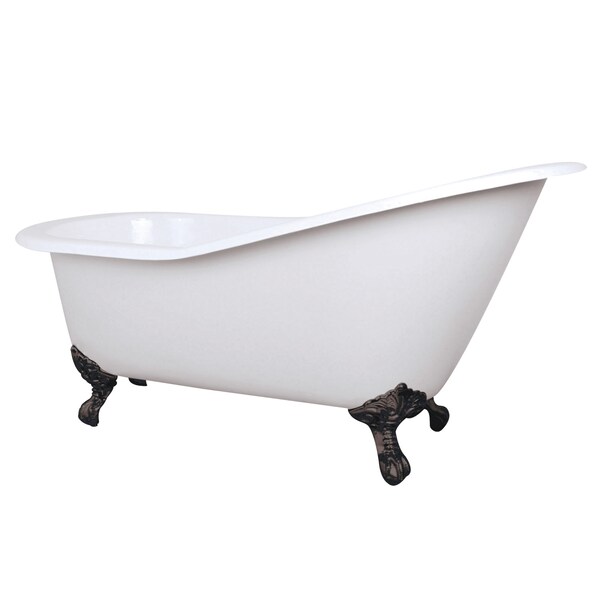 Kingston Brass NHVCTND653129B5 61" Cast Iron Slipper Cl, 61.56" L, 30.5" W, White/Oil Rubbed Bronze, Reversible NHVCTND653129B5 - main
