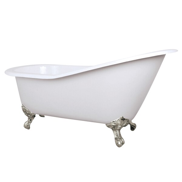 Kingston Brass NHVCTND653129B8 61" Cast Iron Slipper Cl, 61.56" L, 30.5" W, White/Brushed Nickel, Cast Iron/Brass NHVCTND653129B8 - main
