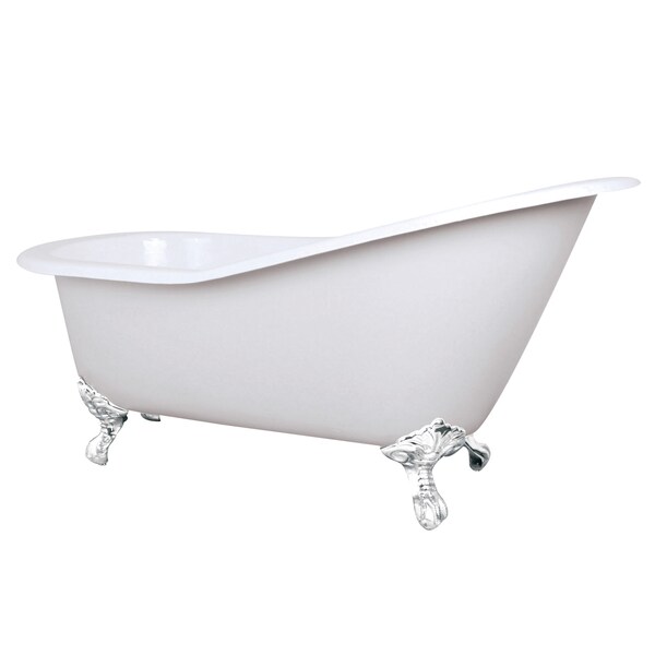 Kingston Brass NHVCTND653129BW 61" Cast Iron Slipper Cl, 61.56" L, 30.5" W, White, Cast Iron/Brass, Reversible NHVCTND653129BW - main