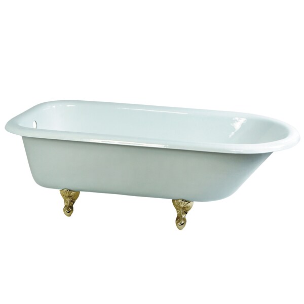 Kingston Brass NHVCTND673123T2 66" Cast Iron Roll Top C, 66" L, 31.13" W, White/Polished Brass, Cast Iron/Brass NHVCTND673123T2 - main